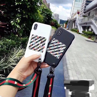 Ốp lưng Off- white hoa lá kèm dây đeo