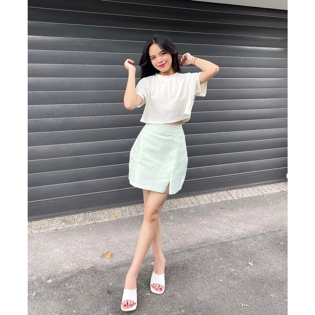 Áo crop-top tay ngắn cổ tròn | BASIC CROP-TOP - CLÉLIE