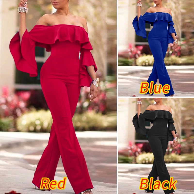 Áo liền quần ZANZEA tay lỡ 3 / 4 trễ vai phong cách châu Âu dành cho nữ