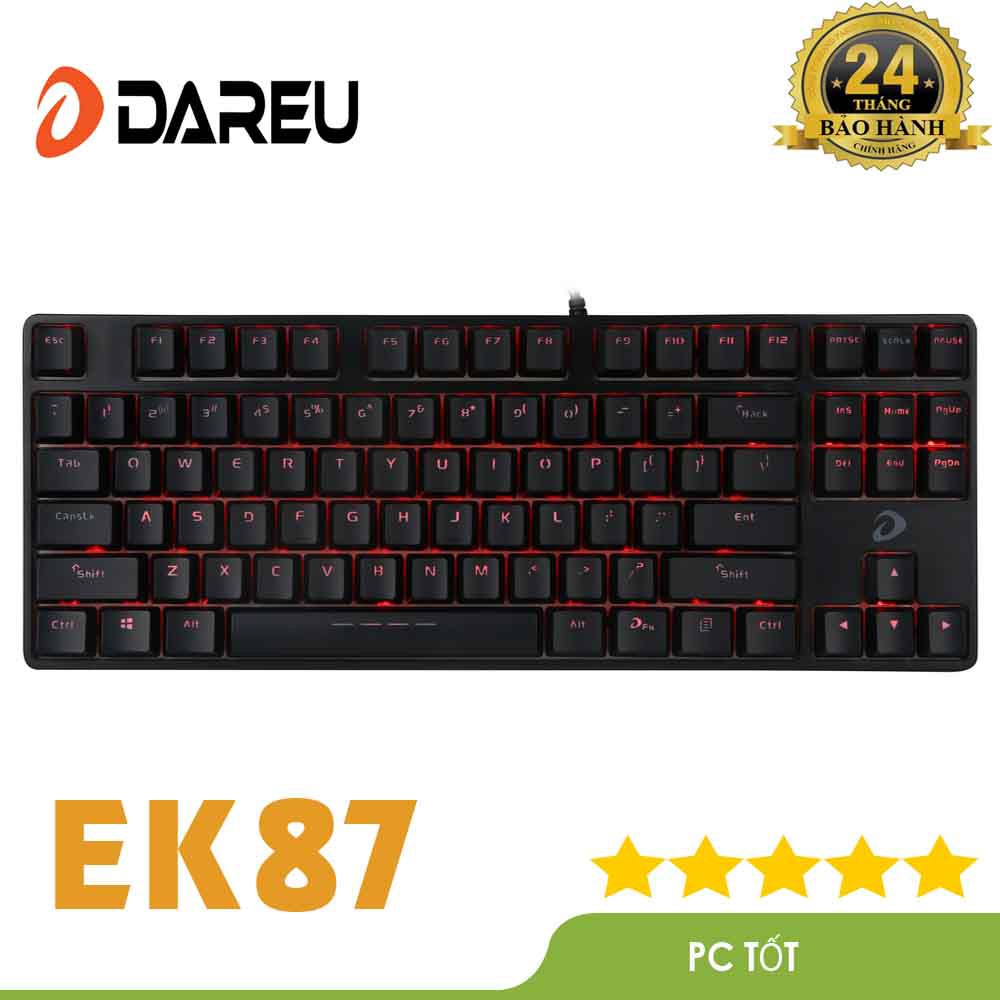 [kho sẵn sàng] Bàn phím cơ Gaming DAREU DK87/EK87-Black (RED Led, Brown,Blue, Red switch)