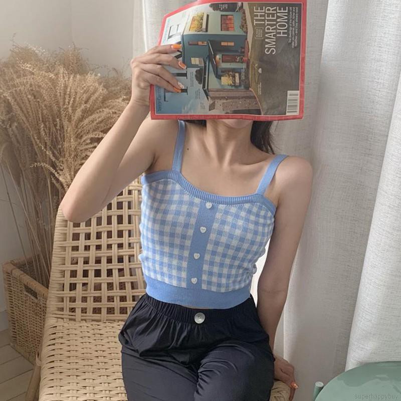 Áo hai dây kẻ ca rô gợi cảm cho nữ | BigBuy360 - bigbuy360.vn