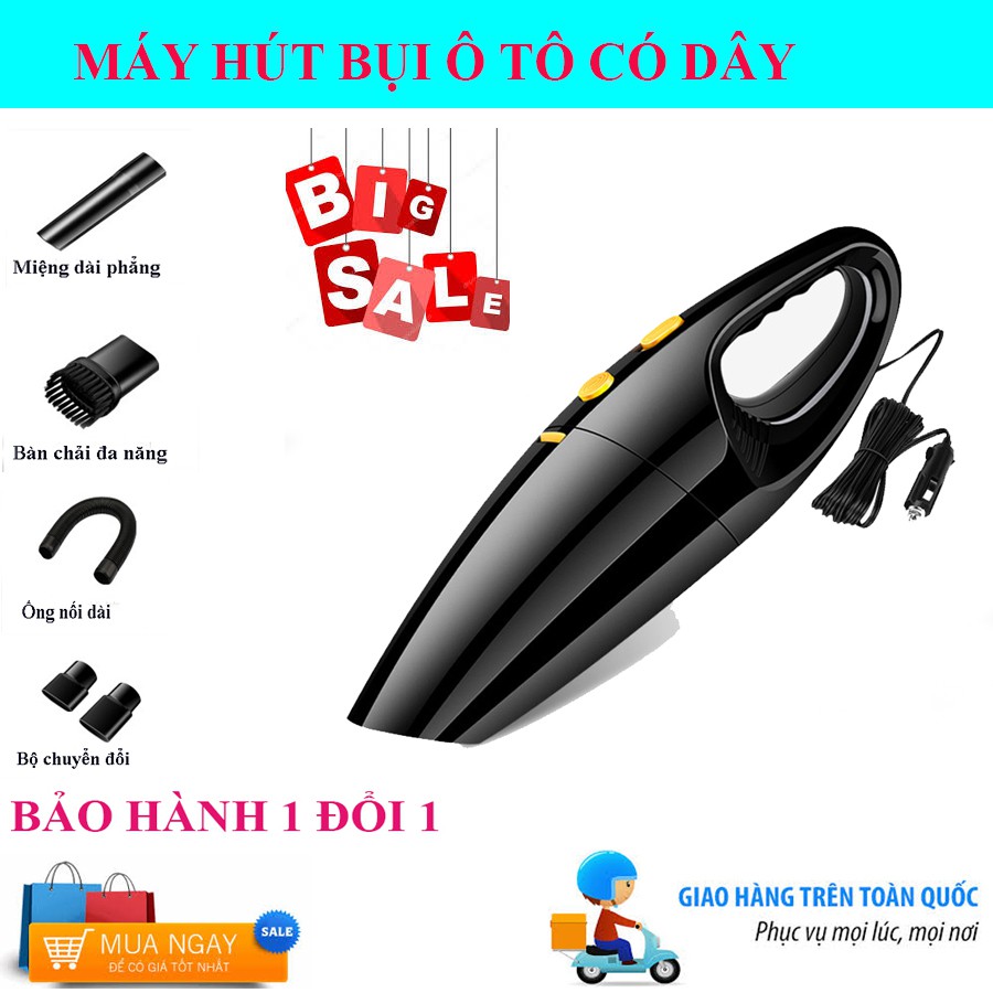 Giá Hot Máy Hút Bụi Ô Tô, Máy Hút Bụi Cầm Tay Có Dây - Công Suất Lơn, Lực Hút Mạnh, Nhỏ Gọn, Tiện Lợi. Bảo Hành Uy Tín