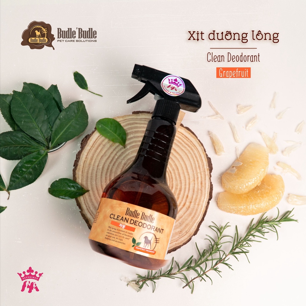 Xịt khử mùi cho chó mèo Budle Budle 530ml dưỡng lông diệt khuẩn - Xịt khử mùi chó mèo Vẩu Pet Shop