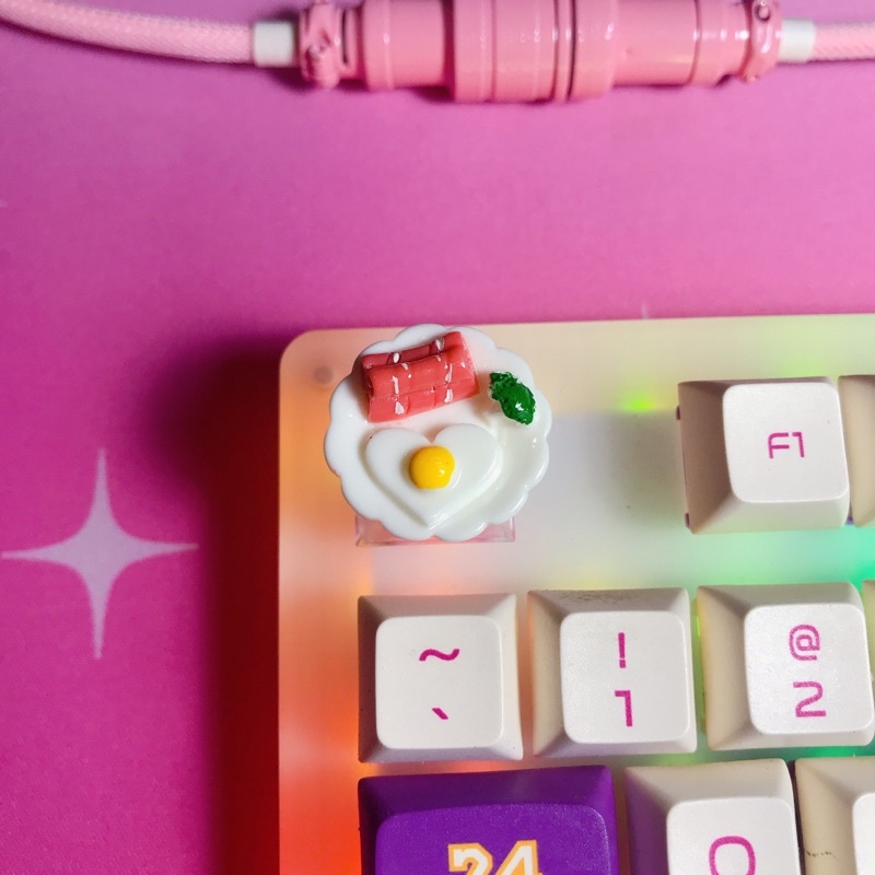 Keycap lẻ đồ ăn mặn 🍜🍝🦐 tô mì tôm trứng Xuyên Led - Keycaps food handmade trang trí bàn phím cơ gaming