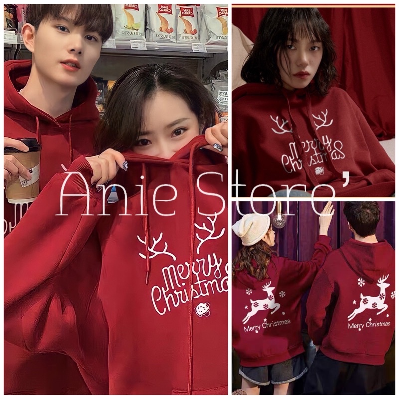 Áo Hoodie Nỉ Noel Đỏ Unisex 🦋 Áo Thun Nam Nữ Dài Tay In Merry Chrismas 🦋 | BigBuy360 - bigbuy360.vn