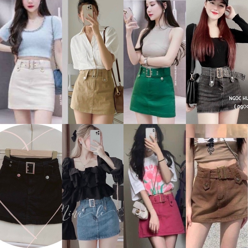 CHÂN VÁY JEANS KÈM BELT (KÈM VIDEO HÌNH THẬT)