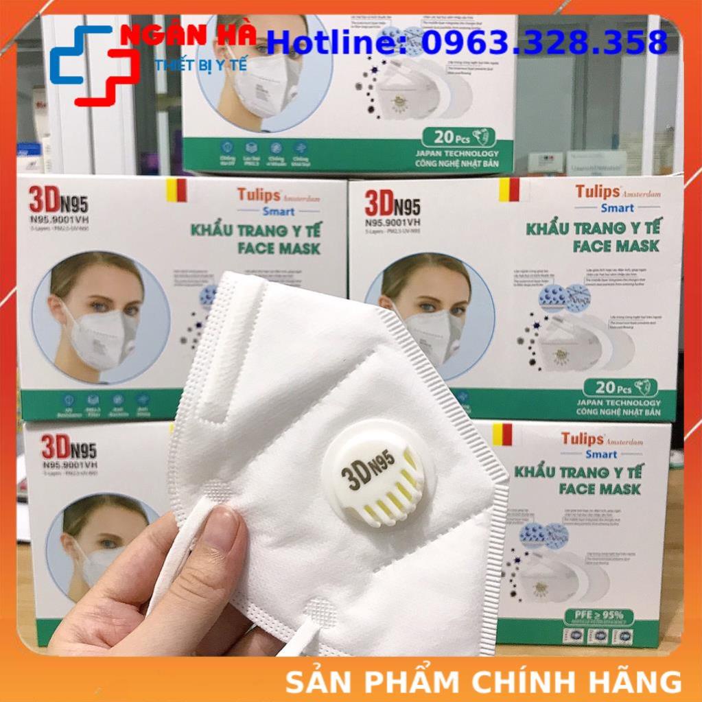 Khẩu trangn95, Khẩu trang 3d, Tulips - N95.9001vh chống bụi pm2.5 có van