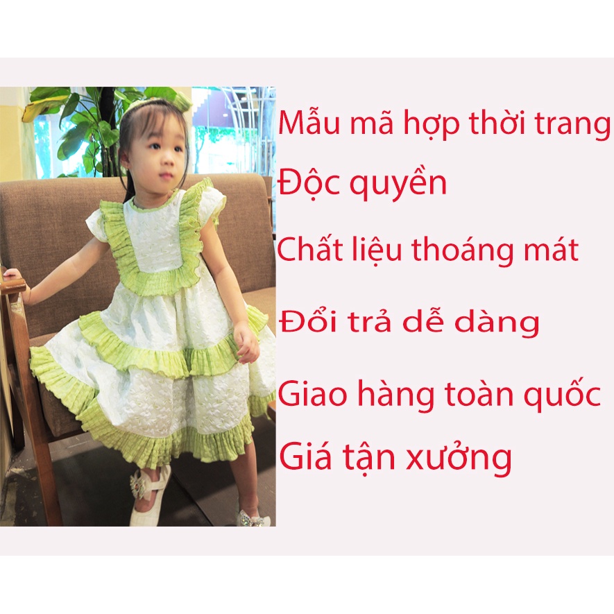 Đầm trẻ em bèo xanh thiết kế độc quyền Nana store (7kg-30kg)