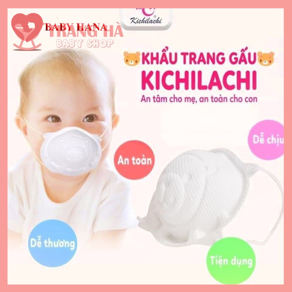 Khẩu Trang Gấu Kháng Khuẩn Cho Bé Kichilachi Set 3 Chiếc