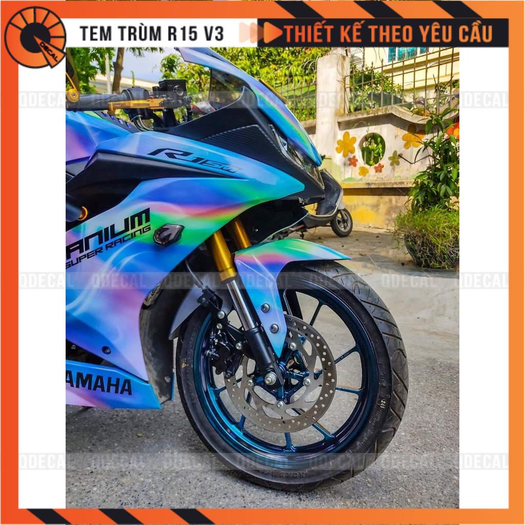 Tem trùm R15V3 Cầu vồng loang độc đáo decal 3 lớp in ấn thiết kế theo yêu cầu