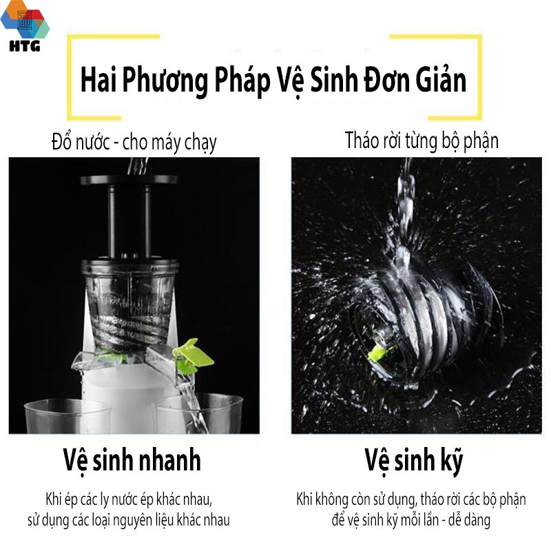 Máy ép chậm trái cây, hoa quả Entsafter công suất 200W, cơ chế 2 kênh tách bã, tích hợp lọc inox bền bỉ