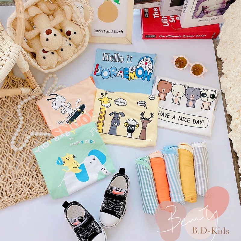 Bộ minky mom cộc kẻ sọc ❤️ free ship ❤️ set minky mom thun lạnh bé trai bé gái