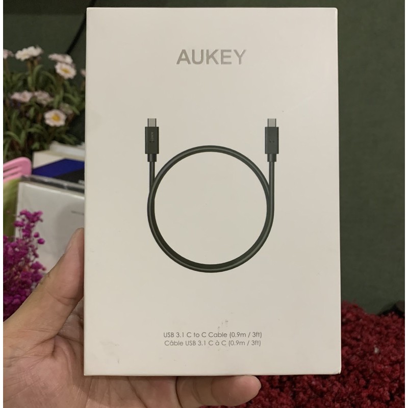 Cáp sạc Macbook Pro USB-C ra USB-C chuẩn 3.1 Gen2 AUKEY CB-C2 PD 100W dài 0.9m