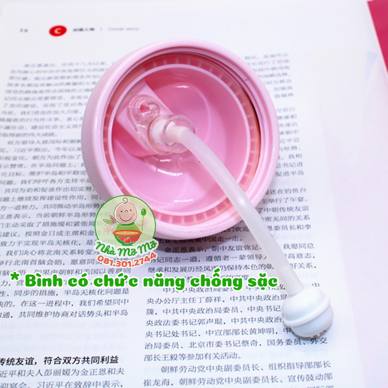 Bình uống nước có ống hút cho bé 250ml - Nhà Mỡ Mỡ