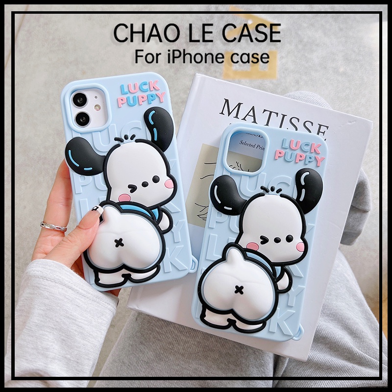Ốp lưng chống sốc điện thoại màu xanh cho iphone 13 pro 12 pro max silicon mềm iphone 11 pro max xr x / xs 7 8 plus Ốp lưng điện thoại hoạt hình hình con chó con dễ thương 3D