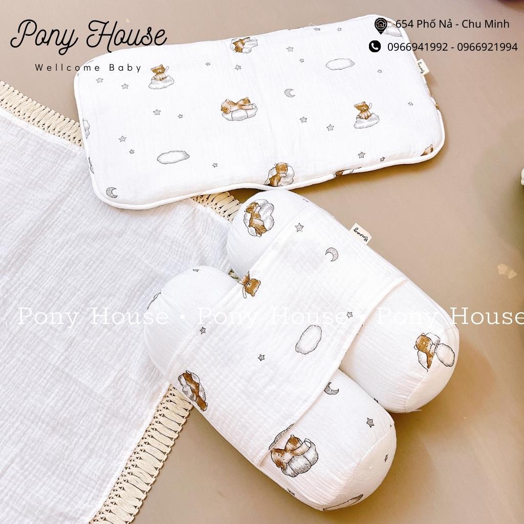 Bộ Gối Chặn Xô Sơ Sinh Bunny Xô Muslin Ruột Bông Tự Nhiên Siêu Mềm Mại Chống Giật Mình Cho Bé Sơ Sinh