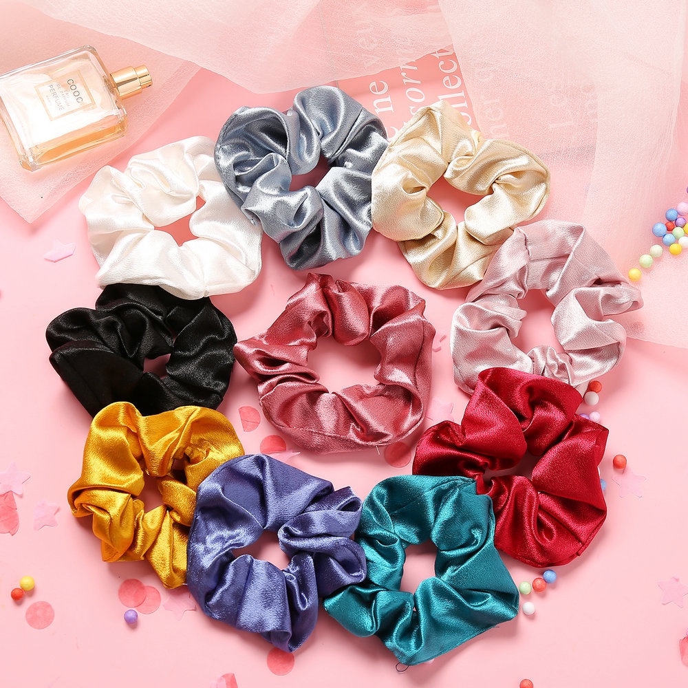 Scrunchies Lụa bóng Vintage - Dây Buộc tóc/ Dây cột tóc phong cách Hàn Quốc Molangshop