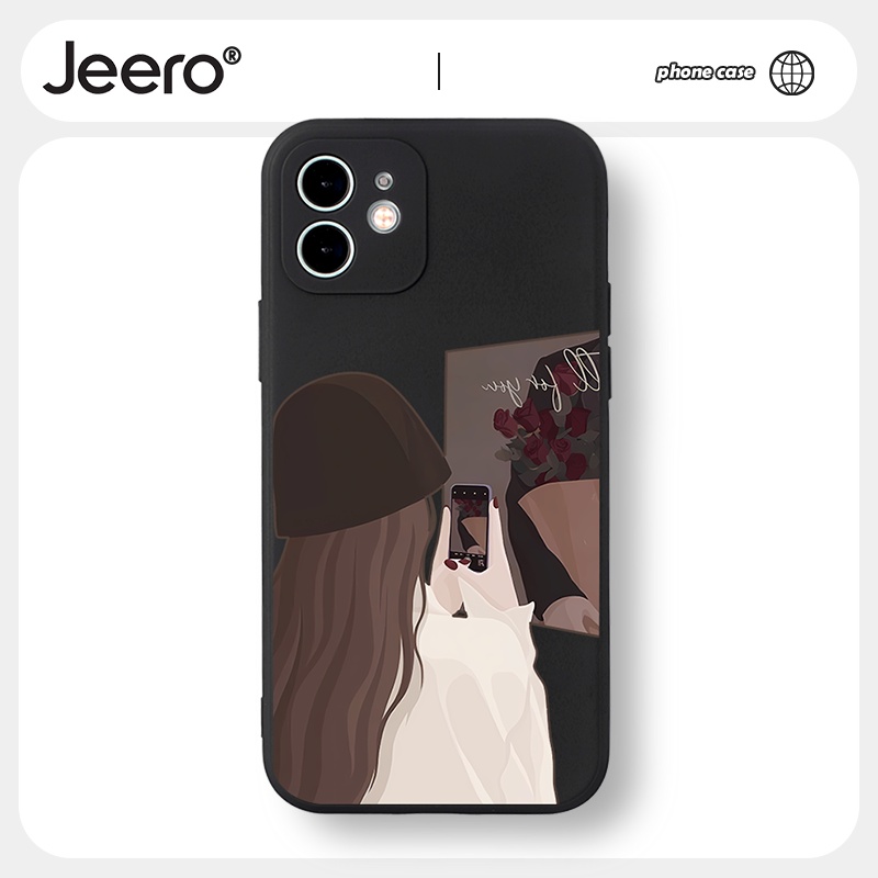 Ốp lưng JEERO Mềm hoạt hình cặp đôi dễ thương đẹp nam nữ Cho iPhone 14 13 12 11 Pro Max SE 2020 X XR XS 8 7 ip 6S 6 Plus kute HFF1562