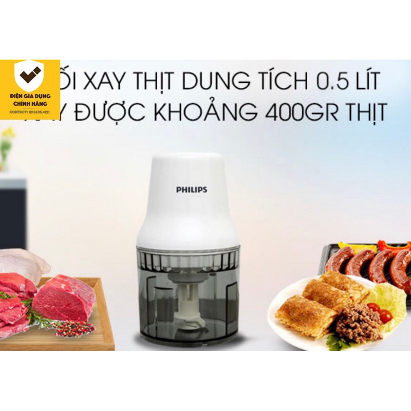 Máy xay thịt Philips HR1393 0.7L - Hàng chính hãng, Trưng bày