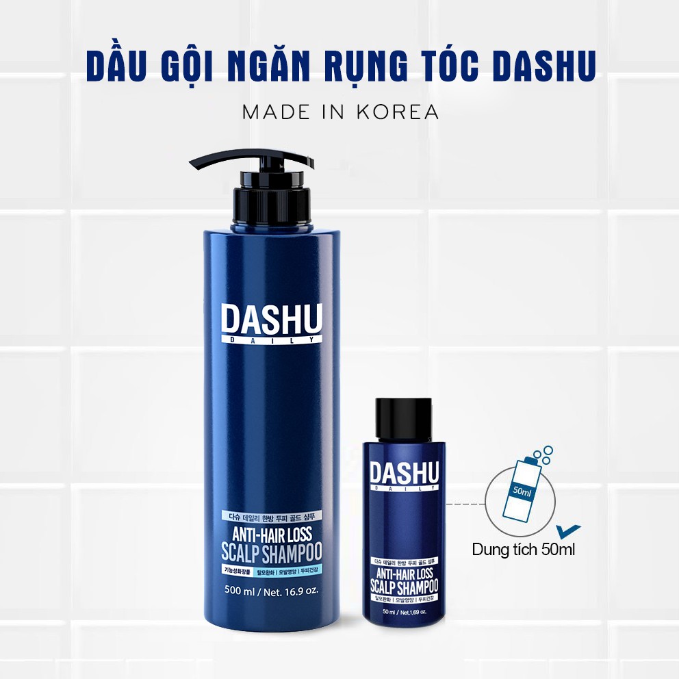 Dầu gội giảm rụng tóc dành cho nam DASHU Anti - Hair Loss Scalp Shampoo Phục hồi tóc hư tổn Sạch gàu và ngứa 500ml DG01