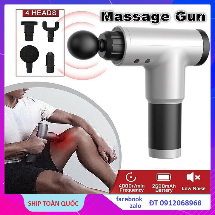 Súng Massage - Máy Mát xa Không Dây Trị Liệu Đau Nhức Toàn Thân Giảm Căng Cơ Nhật Bản FANSCIAL GUN Có 6 Chế Độ Massage