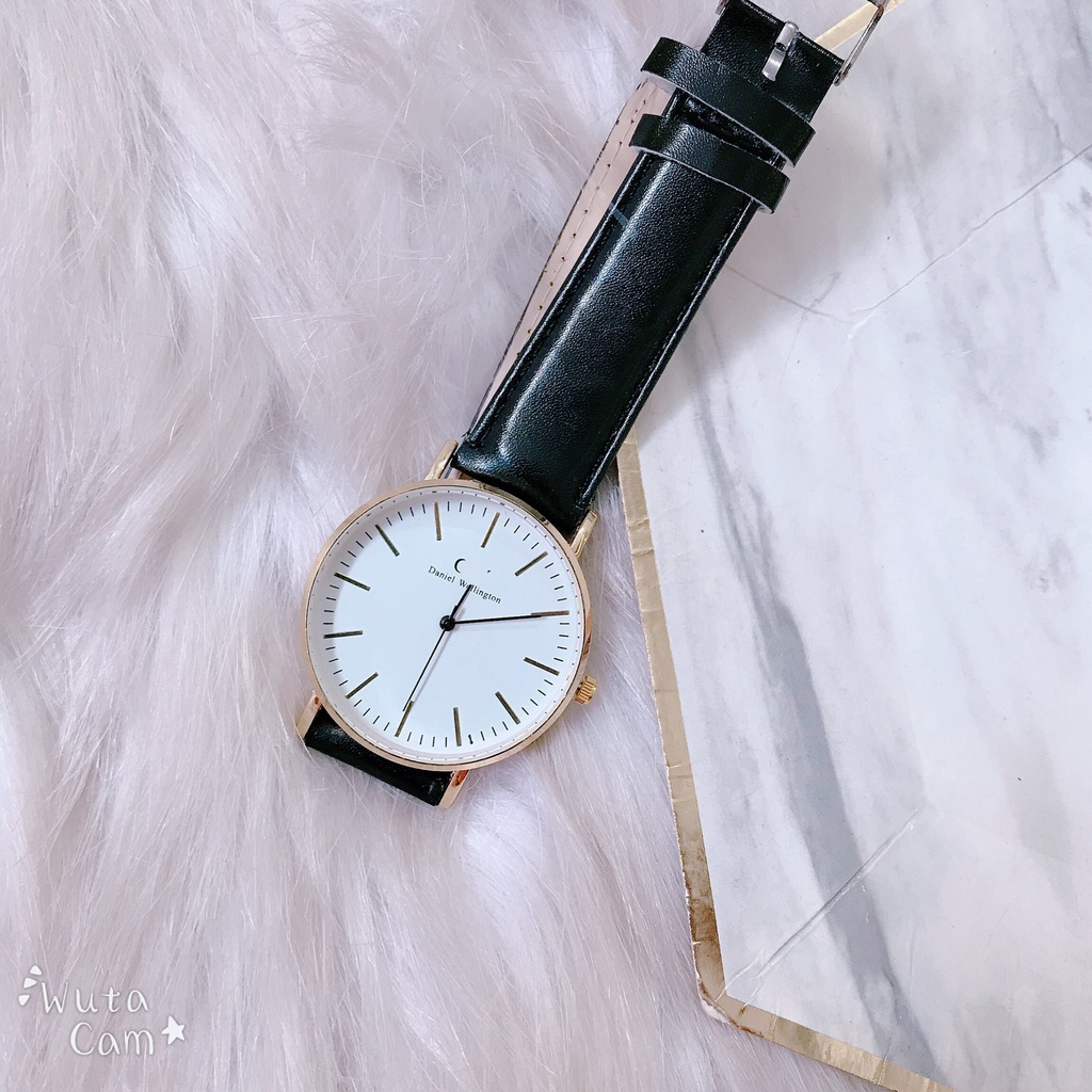 Đồng hồ nam da .d.w. mặt gạch viền vàng | BigBuy360 - bigbuy360.vn
