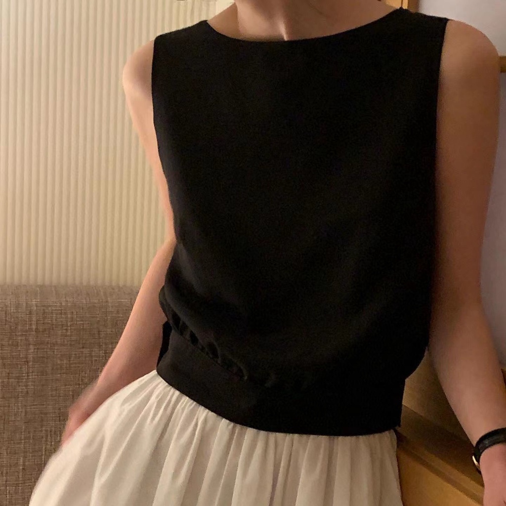 Bán Chạy!Áo Voan Không Tay Chiết Eo Thời Trang Mùa Hè Hàn Quốc 2022 Dành Cho Nữ