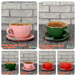 [MẪU MỚI] Ly tách sứ uống cafe Cappuccino men mát Bát Tràng