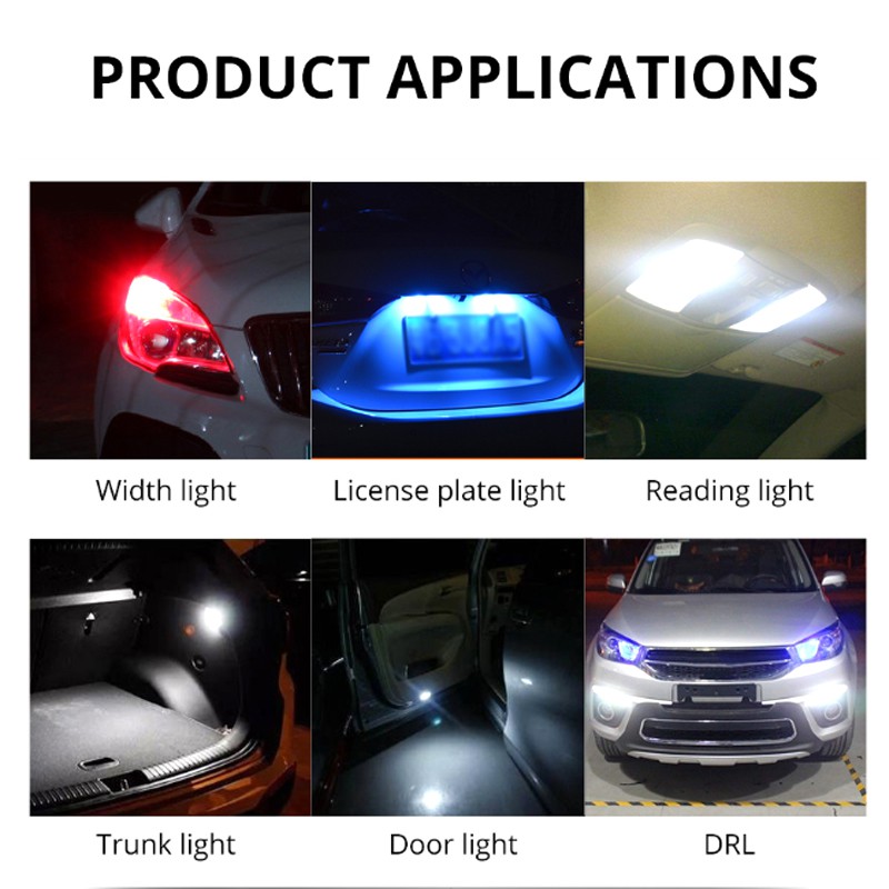 Bóng Đèn LED T10 W5W RGB COB-18 Bằng Silicone Cho Xe Hơi