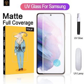 Tolif Matte AG Bảo hiểm toàn diện Kính cường lực UV Bảo vệ màn hình Bảo vệ màn hình cho Samsung Galaxy S7 S8 S9 S10 S20 S21 Note 20 10 9 8 Note20 Note10 Note9 Note8 Pro Plus Ultra Edge Chống vân tay Chống cháy nổ Chống trầy xước Full Keo Cảm ứng mượt mà t