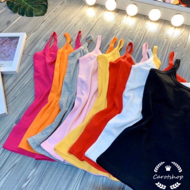 [ XẢ KHO 3 NGÀY Áo 2 dây viền trơn - carotshop