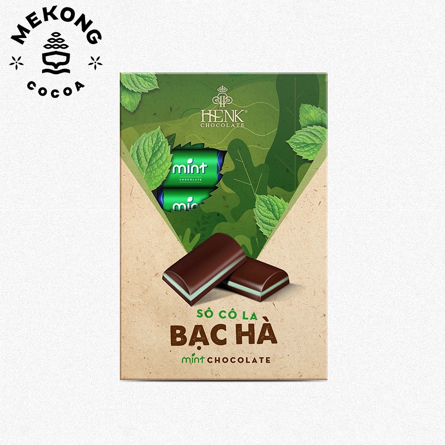 Socola Sữa Nhân Bạc Hà MEKONG CHOCOLATE Thơm Ngon Tươi Mát Hộp 120g - Dark chocolate Peppermint SCL001