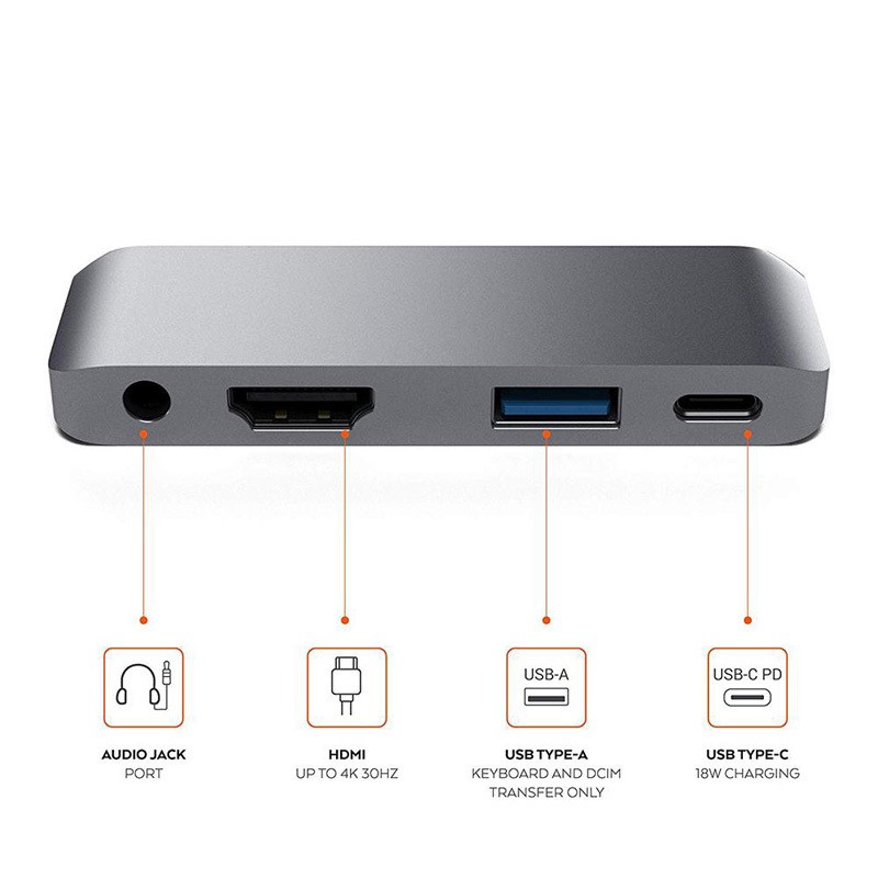 Bộ HUB Chuyển Đổi USB-c Sang HDMI+3.5+USB+PD HUB Type-c Chuyên Dụng Cho Ipad