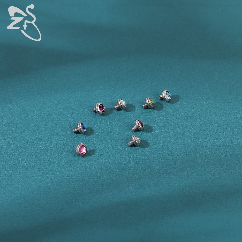 1 Khuyên Tai Mặt Mỏ Neo Đính Đá CZ G23 Nhiều Màu Sắc