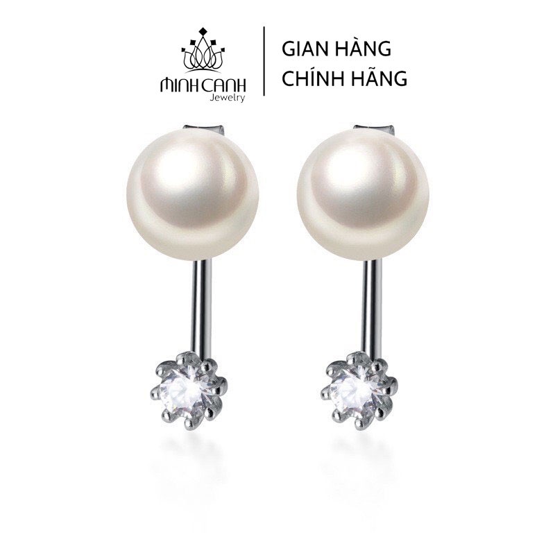 Khuyên Tai Bạc Nữ Trai Nhân Tạo Treo Đá Phong Cách Hàn Quốc - Minh Canh Jewelry