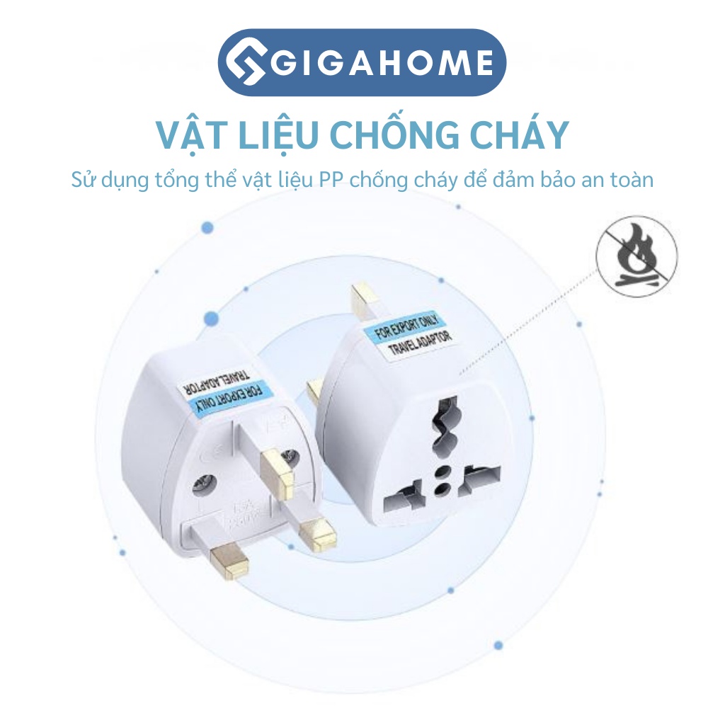 Phích Cắm Điện Chuyển Đổi GIGAHOME Từ 3 Chấu Sang 2 Chấu Phích Tròn, Chịu Tải Lớn 10421