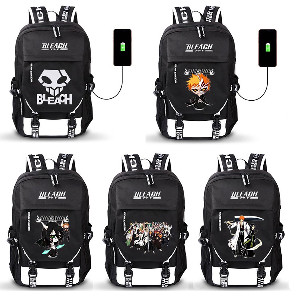 Balo Khóa Trắng Vát in hình BLEACH SỨ GIẢ THẦN CHẾT chibi anime cặp sách đi học đựng tập vở