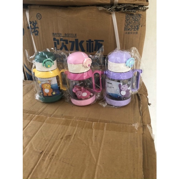 Bình nước có dây đeo và ống hút cho bé yêu dung tích 500ml