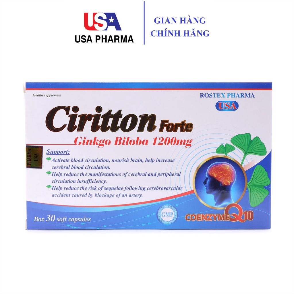 Hoạt huyết dưỡng não Ciritton Ginkgo Biloba 1200mg - 30 viên [Ciritton Forte]