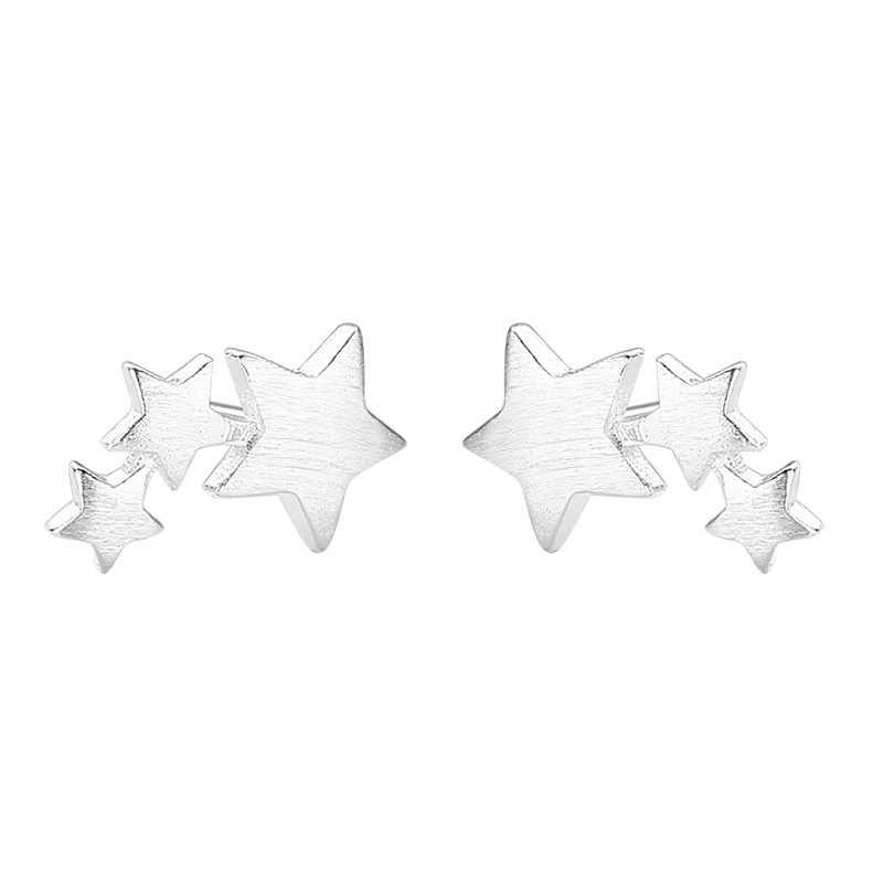 Khuyên tai mặt hình ngôi sao màu bạc thời trang cho nữ