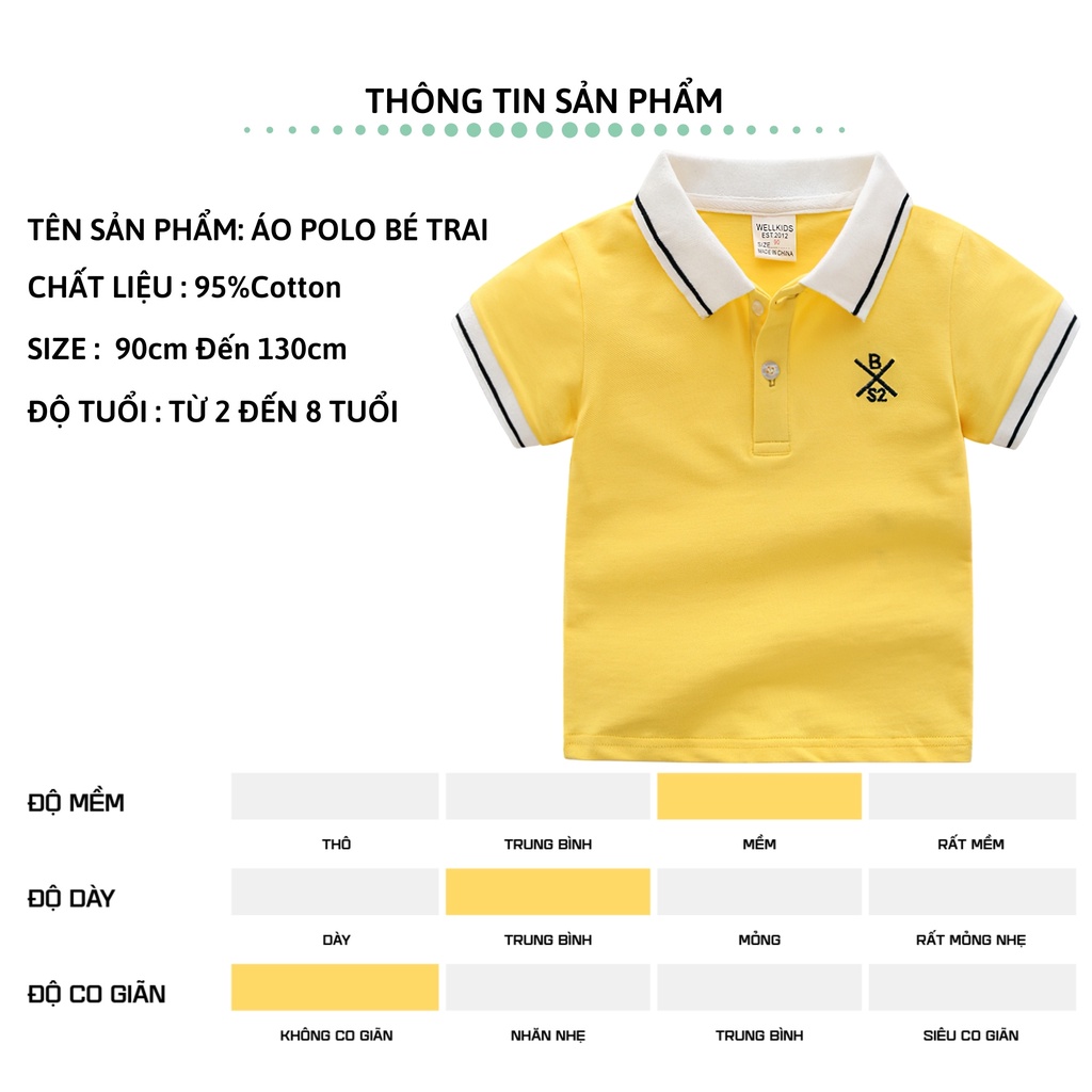 Áo Polo bé trai ngắn tay 27Kids WELLKIDS áo thun sơ mi cộc nam cho trẻ từ 2-8 tuổi BSPO5