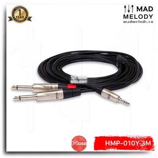 Hosa Pro Stereo Breakout HMP-010Y (3m) (REAN 3.5mm TRS - Dual 1/4in TS) (Dây cáp 3.5mm ra hai 6ly 6.35mm TS, Brand New)