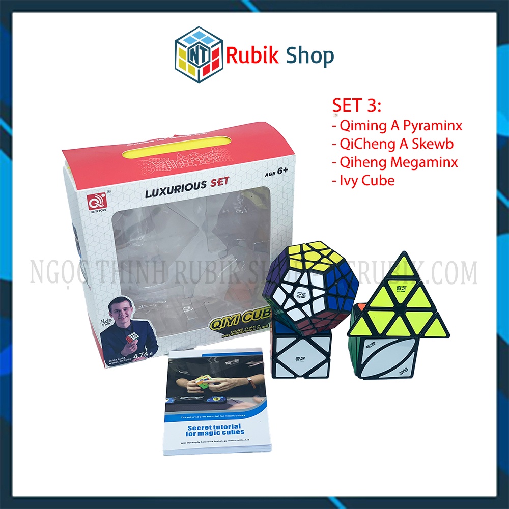 [Giảm giá] Set 3 /Combo 4 Rubik (Qiming A-Pyraminx,Qicheng A-Skewb,Qiheng-Megaminx,Ivy cube) - QiYi Gift Box