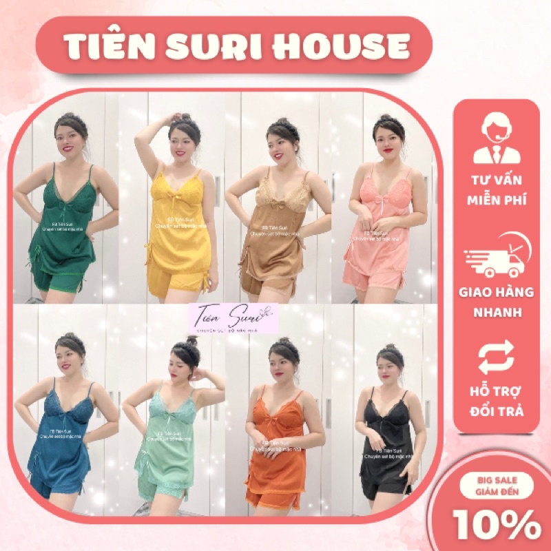 Đồ Ngủ Mặc Nhà 2 Dây Xẻ Tà Lụa Latin Cao Cấp- Tiên Suri House
