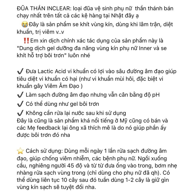 Đũa thần vệ sinh vùng kín Inclear Nhật Bản