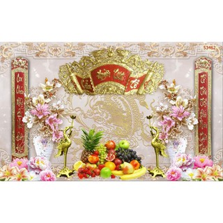tranh dán bàn thờ, phòng thờ 3D in Vải Lụa