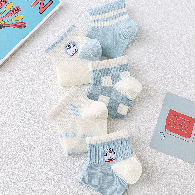 Set 5 đôi tất vớ cổ ngắn họa tiết dễ thương Vintage nhiều kiểu chất liệu cotton kháng khuẩn LUCIA SISTER T06