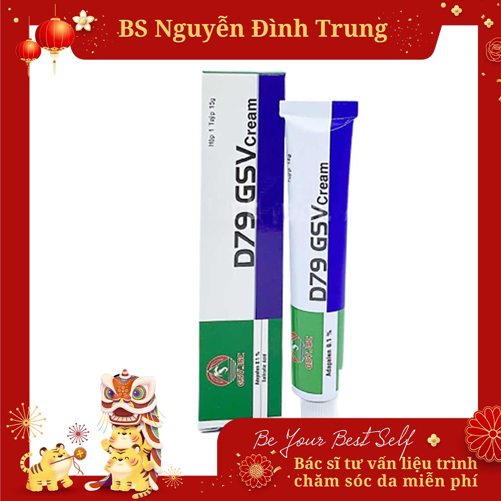 D79 GSV Cream Giảm Mụn Trứng Cá, Mụn Lưng, Dày Sừng Nang Lông 15g - BS Nguyễn Đình Trung