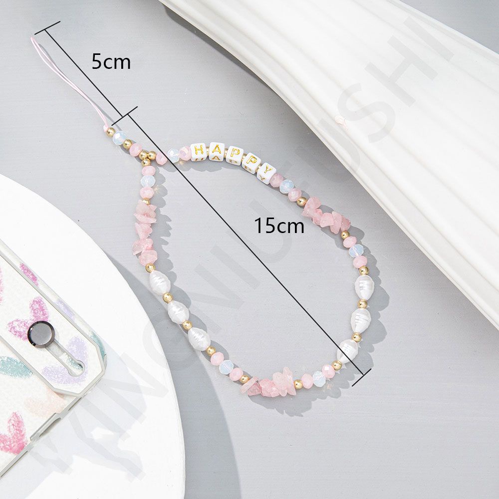 Dây đeo điện thoại di động đính hạt ngọc trai nhiều màu sắc phong cách boho