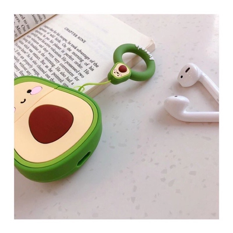 Vỏ ốp case bảo vệ bao đựng tai nghe không dây bluetooth airpod 1 2 3 Pro hình quả Bơ Avocado